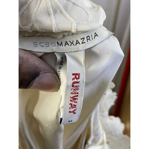 BCBG MaxAzria Woman’s Runway Lace Appliqué Silk Ivory‎ Dress Size M - Picture 7 of 10
